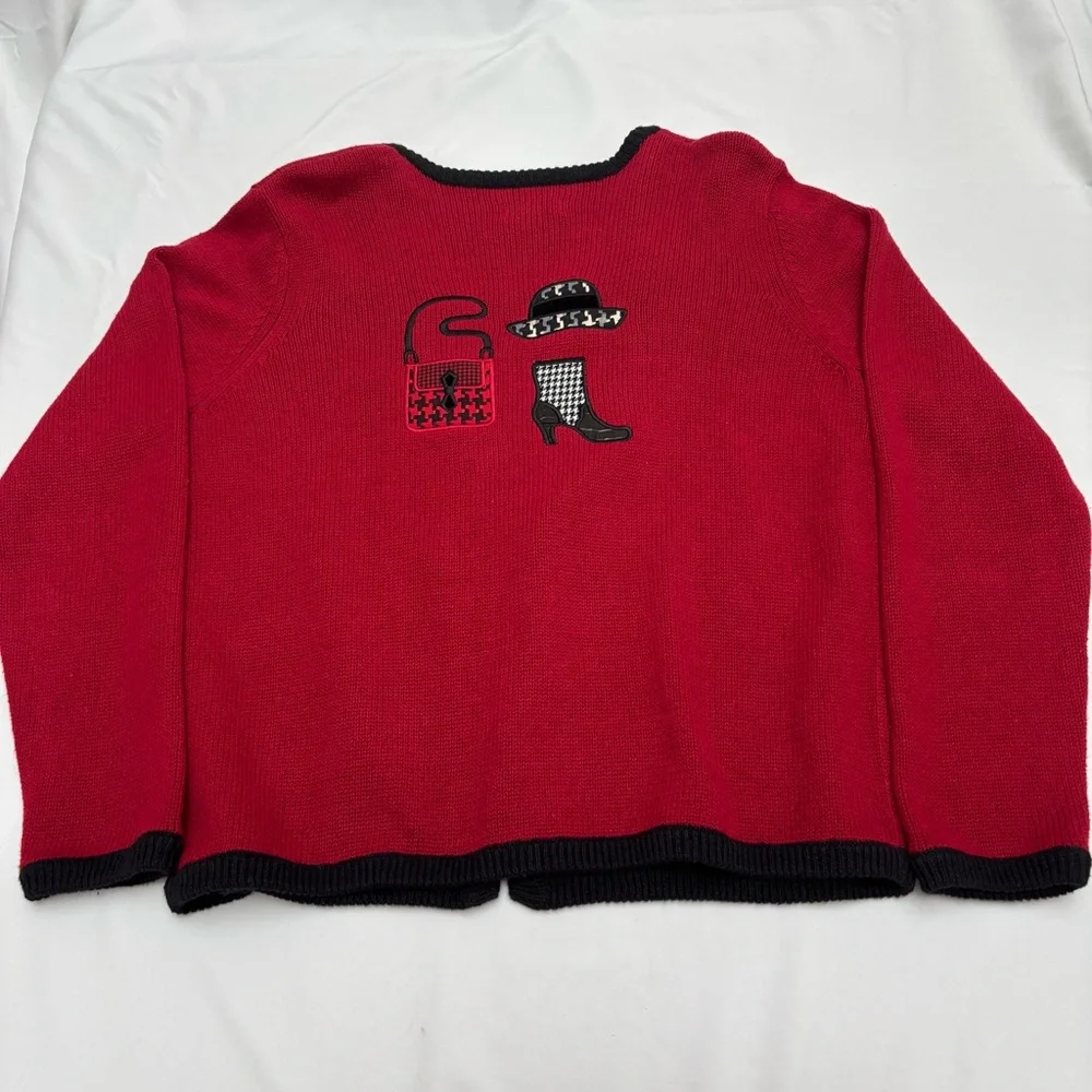 Christopher Banks vintage Knit Red Sweater with Purse Shoe Accents